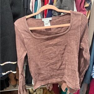 And Now This Women's Mauve Ribbed Long Sleeve Top